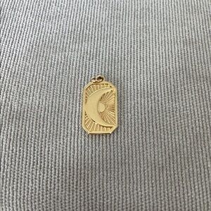 14k Gold Filled Crescent Moon and Sun Medallion Charm Pendant